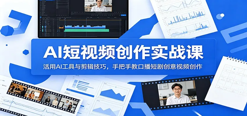 AI短视频创作实战课:活用AI工具与剪辑技巧,手把手教口播短剧创意视频创作-58创客