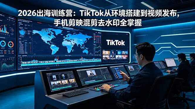 2026出海训练营:TikTok从环境搭建到视频发布,手机剪映混剪去水印全掌握-58创客