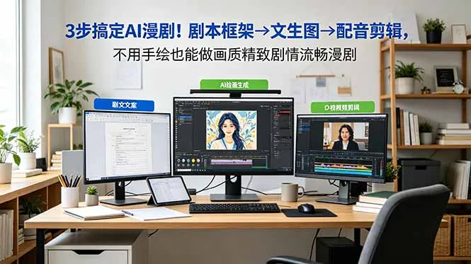 3步搞定AI漫剧！剧本框架→文生图→配音剪辑，不用手绘也能做画质精致剧情流畅漫剧-58创客
