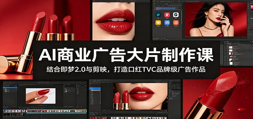 AI商业广告大片制作课：结合即梦2.0与剪映，打造口红TVC品牌级广告作品-58创客