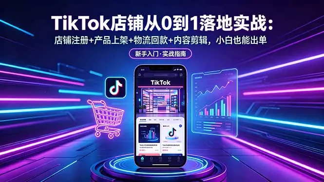 TikTok店铺从0到1落地实战:店铺注册+产品上架+物流回款+内容剪辑,小白也能出单-58创客