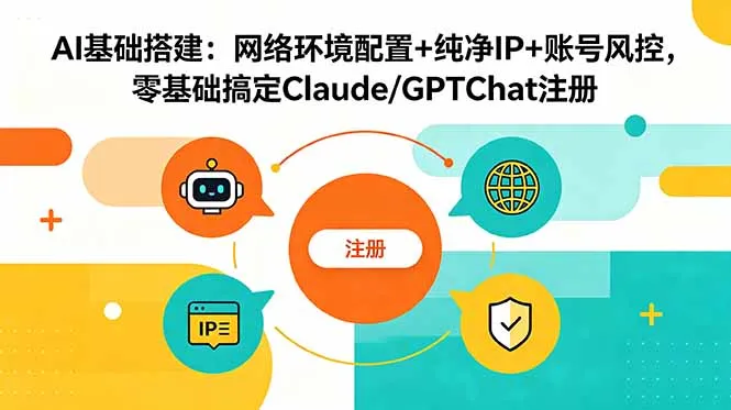 AI基础搭建：网络环境配置+纯净IP+账号风控，零基础搞定Claude/GPTChat注册-58创客
