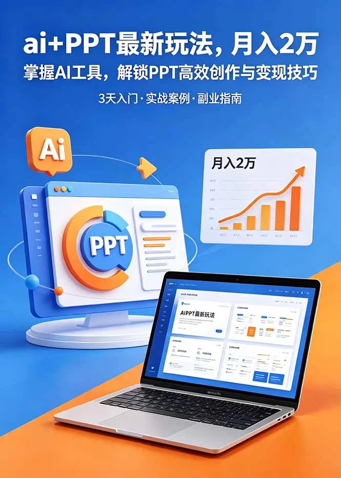 ai+PPT最新玩法，月入2万掌握AI工具，解锁PPT高效创作与变现技巧3天入门，实战案例·副业指南-58创客