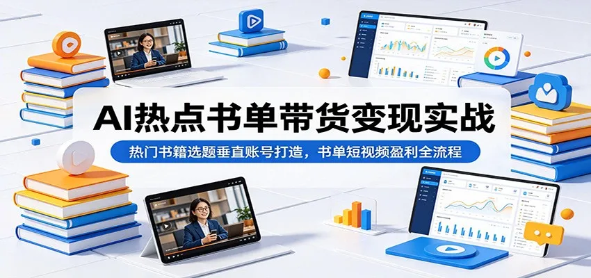AI热点书单带货变现实战：热门书籍选题垂直账号打造，书单短视频盈利全流程-58创客