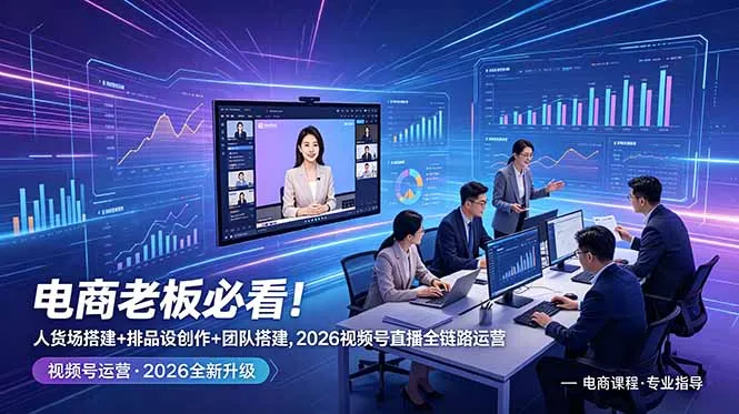 电商老板必看！人货场搭建+排品设计+素材创作+团队搭建，2026视频号直播全链路运营-58创客