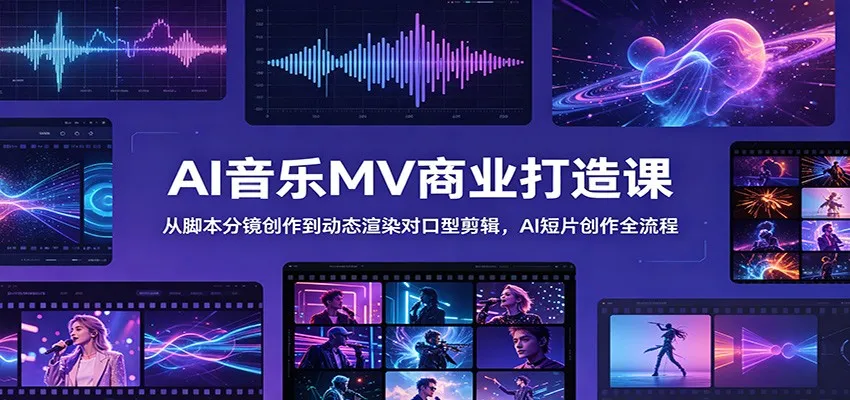 AI音乐MV商业打造课：从脚本分镜创作到动态渲染对口型剪辑，AI短片创作全流程-58创客