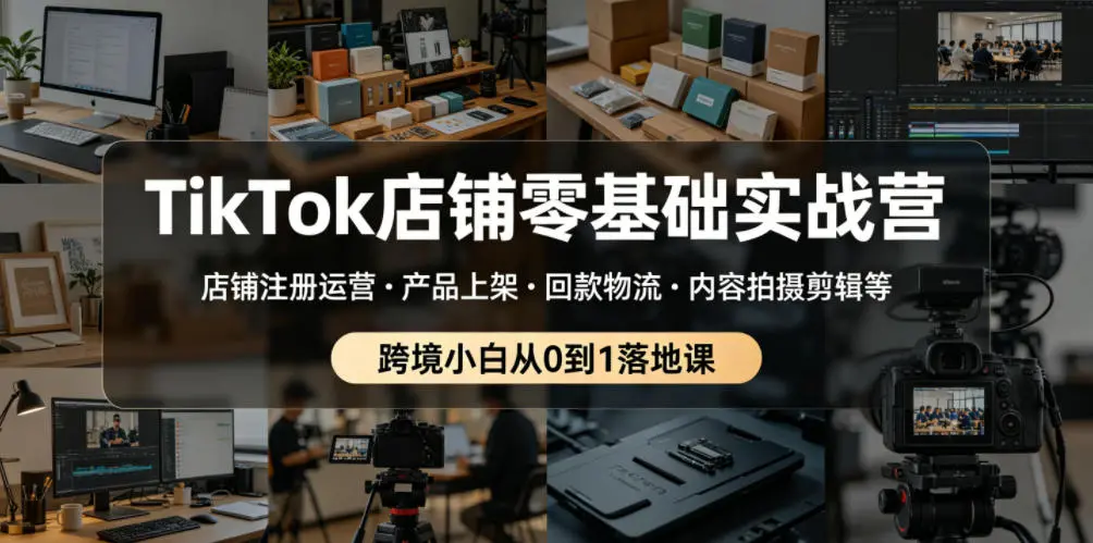 TikTok店铺零基础实战营,店铺注册运营・产品上架・回款物流・内容拍摄剪辑等 ,跨境小白从0到1落地课-58创客