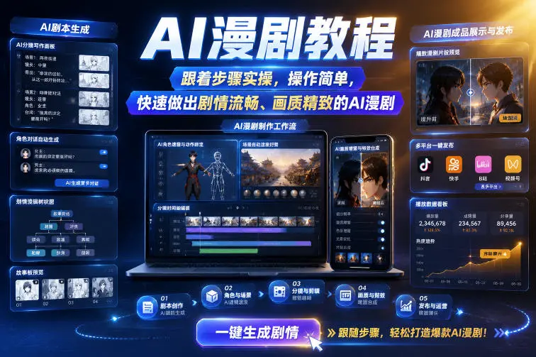AI漫剧教程，跟着步骤实操，操作简单，快速做出剧情流畅、画质精致的AI漫剧-58创客