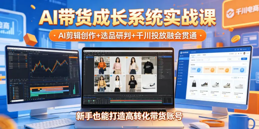 AI带货成长系统实战课，AI剪辑创作+选品研判+千川投放融会贯通，新手也能打造高转化带货账号(更新2026年)-58创客