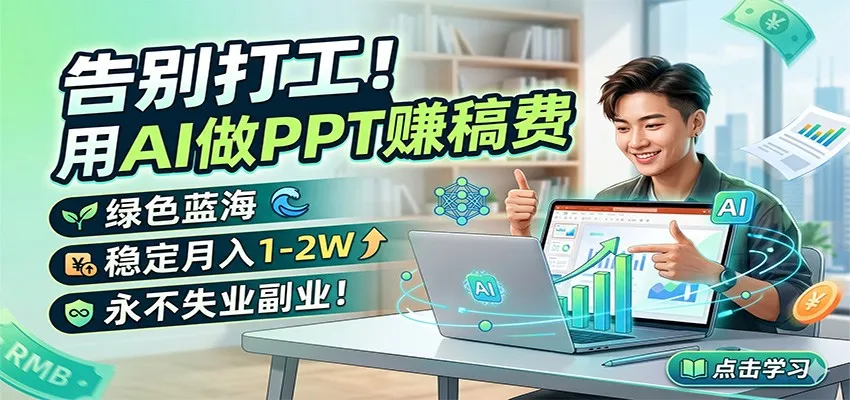 告别打工！用AI做PPT赚稿费，绿色蓝海，稳定月入1-2W，永不失业副业！-58创客