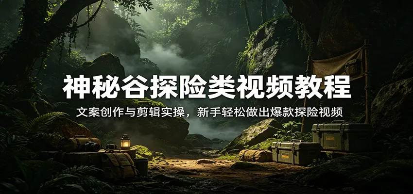 神秘谷探险类视频教程：文案创作与剪辑实操，新手轻松做出爆款探险视频-58创客