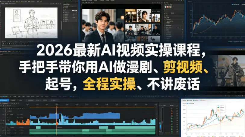 2026最新AI视频实操课程，手把手带你用AI做漫剧、剪视频、起号，全程实操、不讲废话-58创客