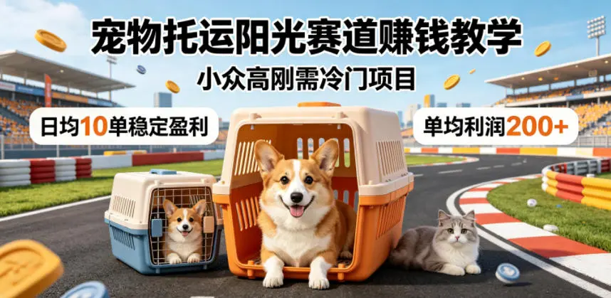 宠物托运阳光赛道賺钱教学，小众高刚需冷门项目，日均10单稳定盈利，单均利润200+-58创客