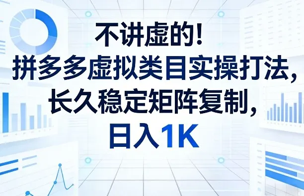 不讲虚的！拼多多虚拟类目实操打法，长久稳定矩阵复制，日入1K【揭秘】-58创客