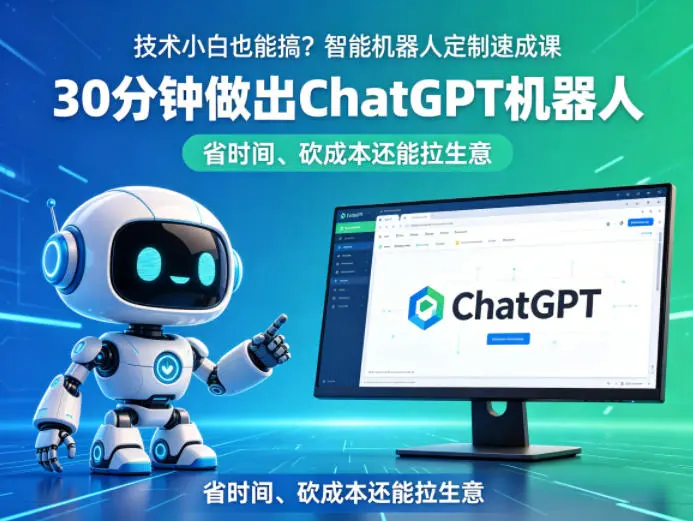 技术小白也能搞？智能机器人定制速成课，30分钟做出ChatGPT机器人，省时间、砍成本还能拉生意-58创客