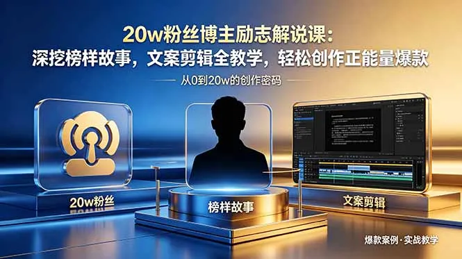 20w粉丝博主励志解说课：深挖榜样故事，文案剪辑全教学，轻松创作正能量爆款-58创客