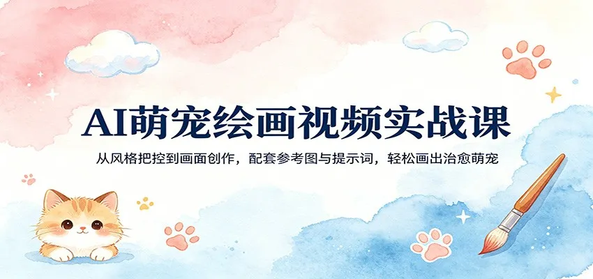 AI萌宠绘画视频实战课:从风格把控到画面创作,配套参考图与提示词,轻松画出治愈萌宠-58创客