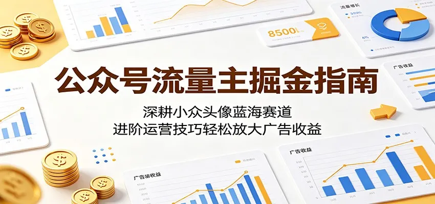 公众号流量主掘金指南：深耕小众头像蓝海赛道，进阶运营技巧轻松放大广告收益-58创客