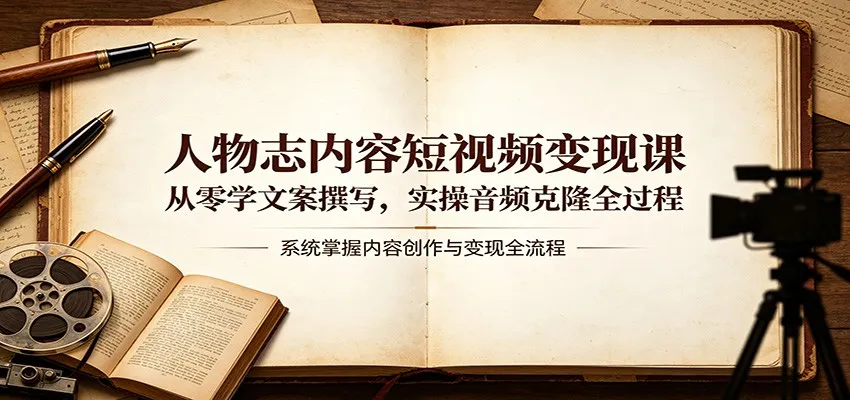 人物志内容短视频变现课：从零学文案撰写，实操音频克隆全过程-58创客