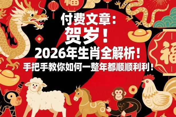 付费文章：贺岁！2026年生肖全解析！手把手教你如何一整年都顺顺利利！-58创客