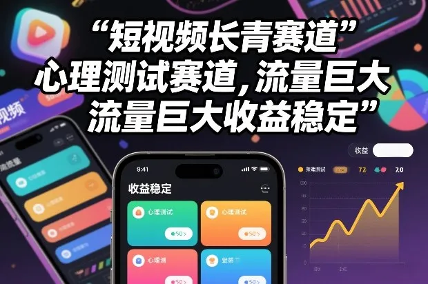 短视频长青赛道，心里测试赛道，流量巨大，收益稳定-58创客