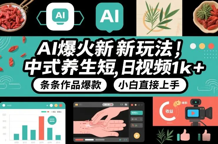 AI爆火新玩法，中式养生短视频，日收益1k+条条作品爆款，小白直接上手，附详细教程-58创客