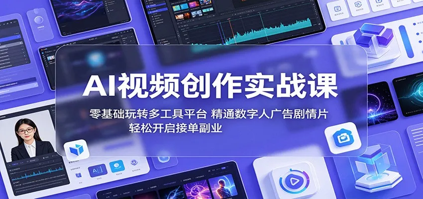 AI视频创作实战课：零基础玩转多工具平台，精通数字人广告、剧情片，轻松开启接单副业-58创客