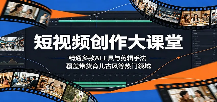 短视频创作大课堂：精通多款AI工具与剪辑手法，覆盖带货、育儿、古风等热门领域-58创客