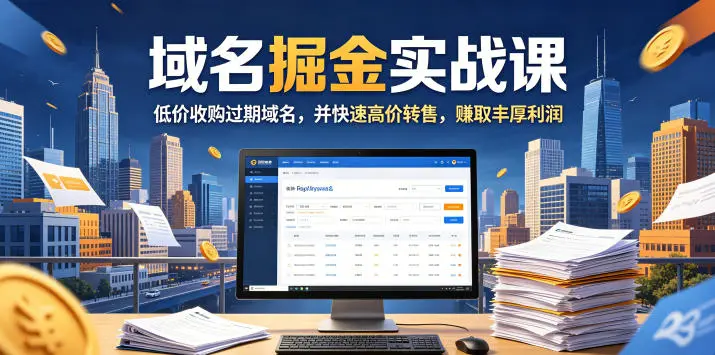 域名交易掘金实战课，低价收购过期域名，并快速高价转售，賺取丰厚利润【原创双语字幕】-58创客