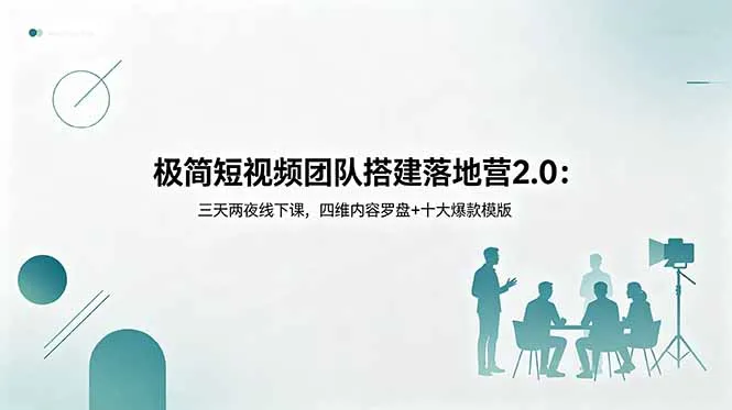 极简短视频团队搭建落地营2.0:三天两夜线下课,四维内容罗盘+十大爆款模版-58创客