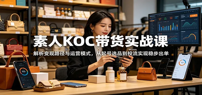 素人KOC带货实战课：解析变现路径与运营模式，从起号选品到投流实现稳步出单-58创客
