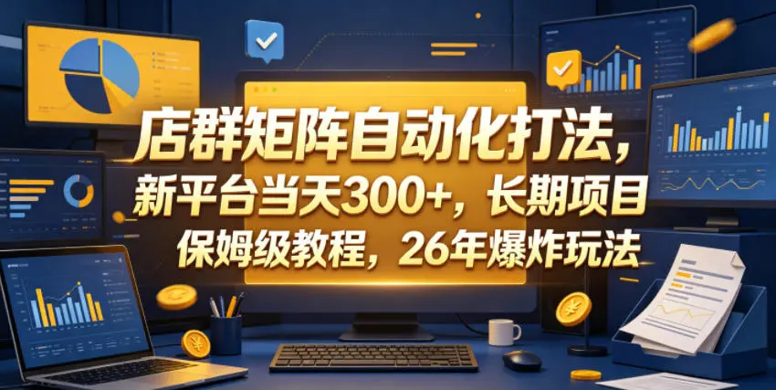 店群矩阵自动化打法，新平台当天300+，长期项目，保姆级教程，26年爆炸玩法【揭秘】-58创客