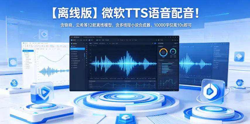 【离线版】微软TTS语音配音！含晓晓，云希等12款离线模型，含多线程小说合成器，10000字仅需10s即可-58创客