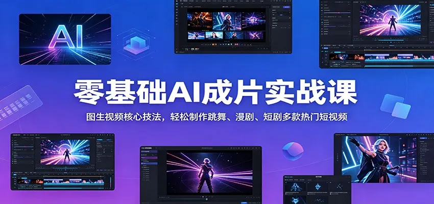 零基础AI成片实战课：图生视频核心技法，轻松制作跳舞、漫剧、短剧多款热门短视频-58创客