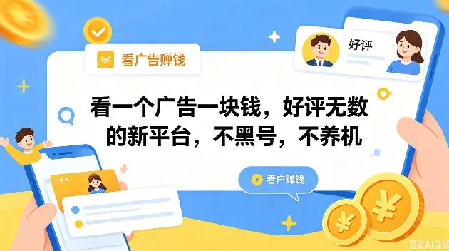 看一个广告一块钱，好评无数的新平台，不黑号，不养机，一撸几十块钱还是不错的【揭秘】-58创客