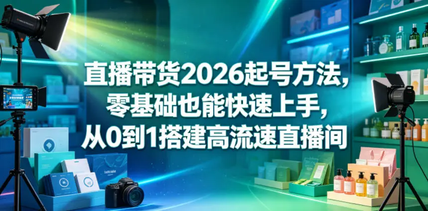 直播带货2026起号方法，零基础也能快速上手，从0到1搭建高流速直播间-58创客