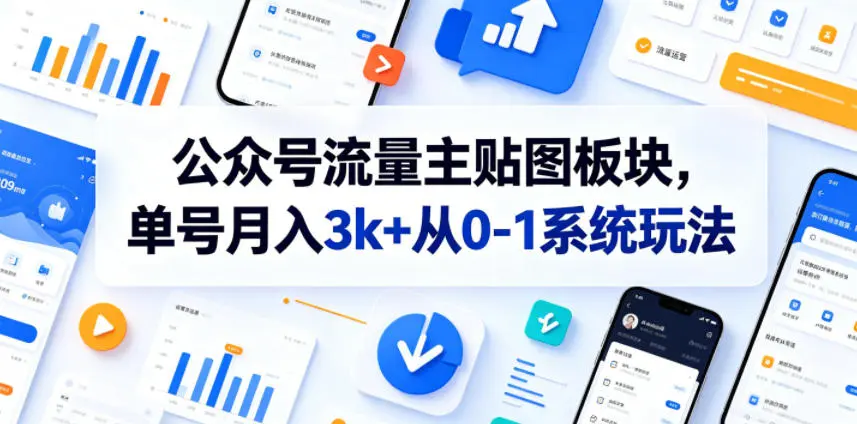 公众号流量主贴图板块,单号月入3k+从0-1系统玩法-58创客