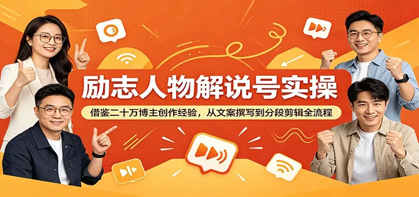 励志人物解说号实操：借鉴二十万博主创作经验，从文案撰写到分段剪辑全流程-58创客