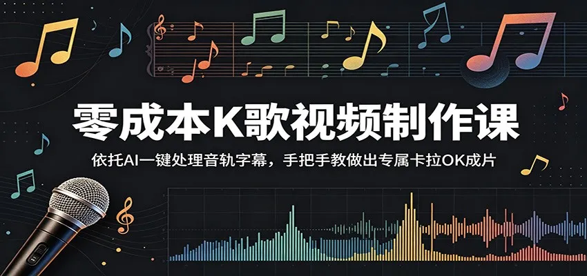 零成本K歌视频制作课：依托AI一键处理音轨字幕，手把手教做出专属卡拉OK成片-58创客