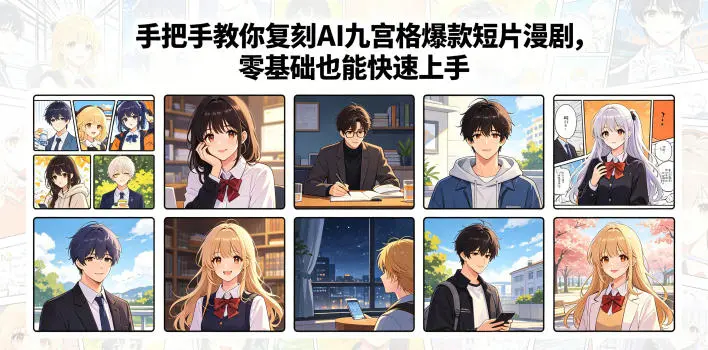 手把手教你复刻AI九宫格爆款短片漫剧，零基础也能快速上手-58创客