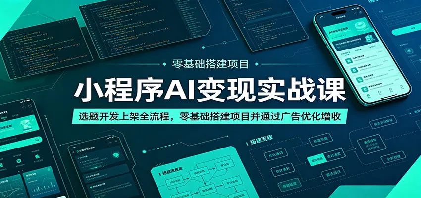 小程序AI变现实战课:选题开发上架全流程,零基础搭建项目并通过广告优化增收-58创客